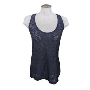 Old Navy Active Womens M Tank Top Black Perforated Pullover Athletic Sleeveless
